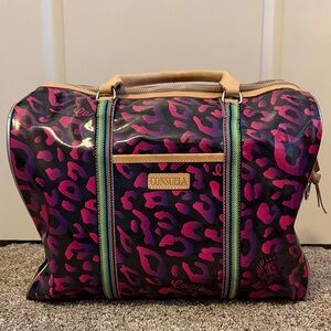 Consuela Vibrant Pink and Black Leopard Weekender Travel Bag